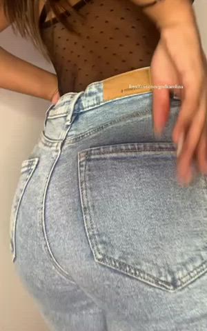 ass dominatrix femdom findom jeans pants gif