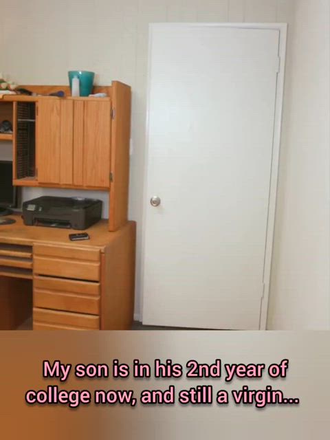 caption college dorm mom son step-mom step-son taboo virgin gif