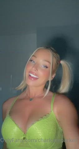 blonde blue eyes boobs gif