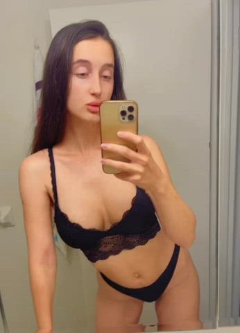 bathroom lingerie selfie gif