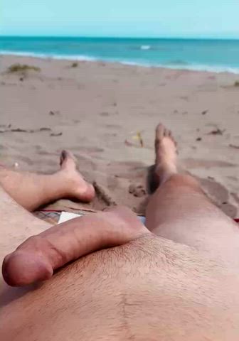 beach cock handjob gif