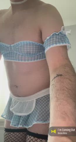 Femboy Fishnet Lingerie gif