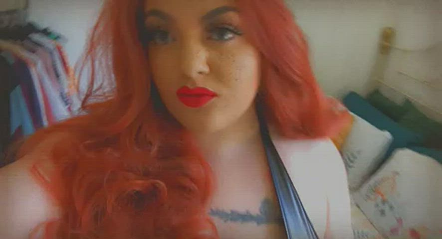 big tits corset leather redhead bbw curvy gif