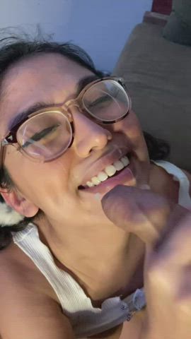 PSA: Glasses look cute covered in cum