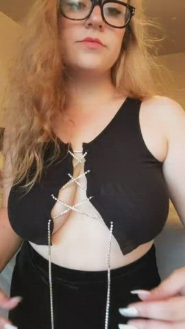 big tits blonde cleavage glasses milf gif