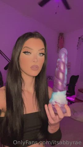 brunette dildo sucking gif