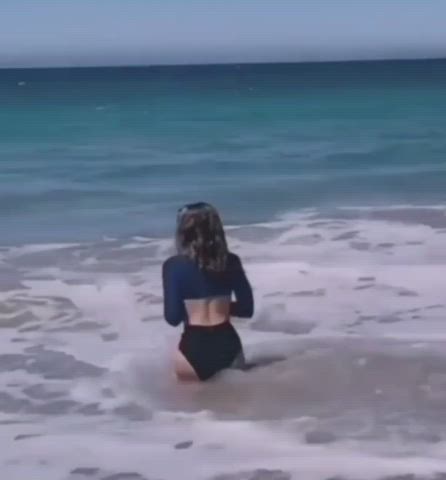 Beach Lauren Cohan Swimsuit gif