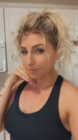 Blonde Gym MILF gif