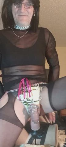 chastity crossdressing gay homemade huge dildo riding sissy gif