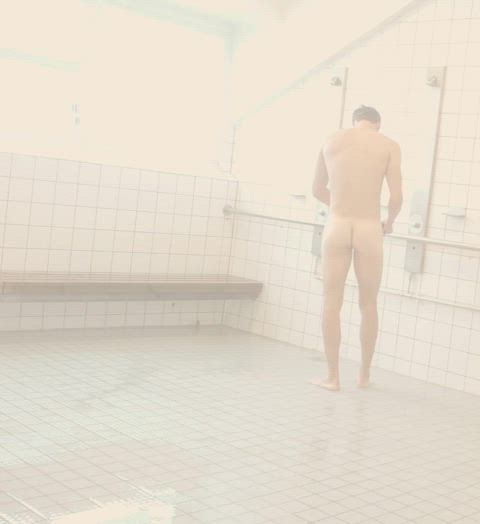 ass cock gay gym locker room shower spy spy cam tanlines tanned gif