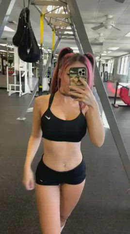 bouncing tits fitness flashing gym knee high socks sport titty drop gif