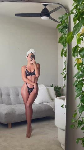 erotic goddess lingerie model selfie tanned gif