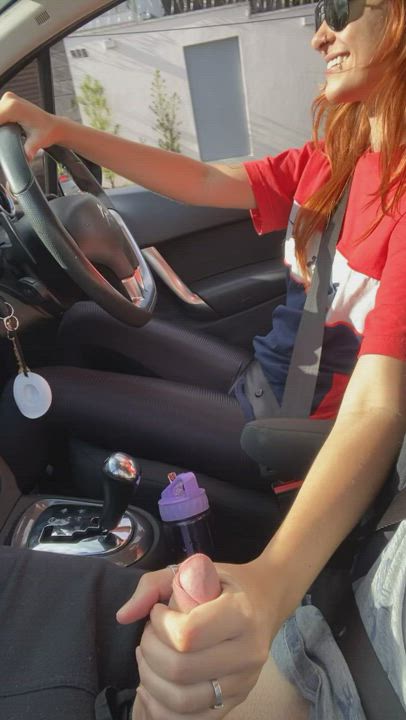 Car Handjob Redhead gif