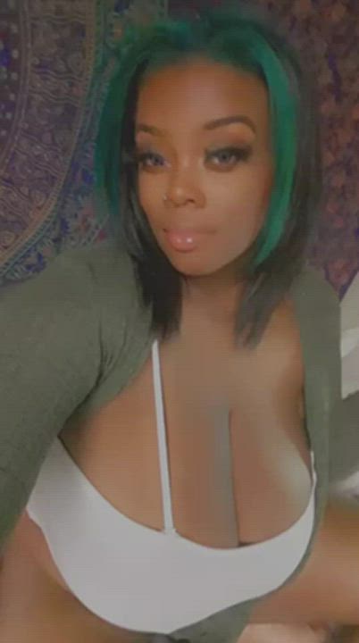 Clothed Ebony Huge Tits gif