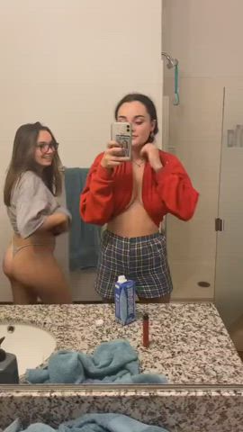 chubby friends mirror natural tits nude petite selfie gif