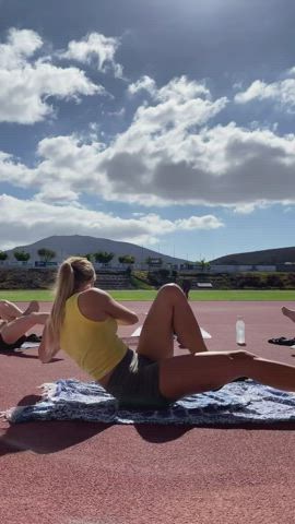 Blonde Outdoor Workout gif