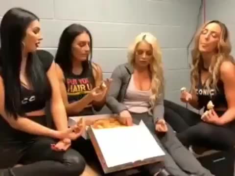 Mandy Rose, Sonya Deville, The IIconics Billie Kay & Peyton Royce Eating Donuts