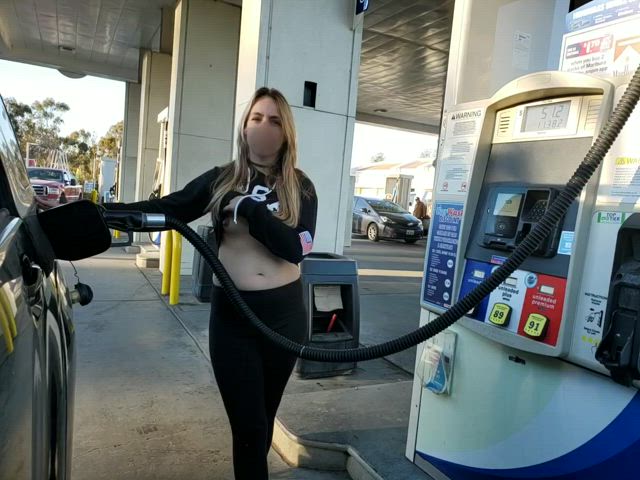 Dared to [f]lash at a busy gas station.