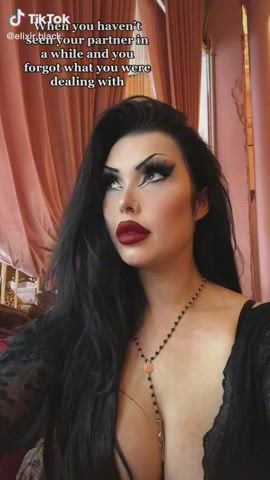 alt cleavage goth huge tits lipstick tiktok gif