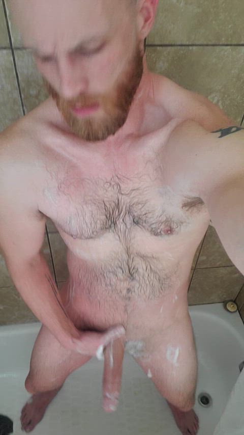 bwc big dick male masturbation masturbating shower thick cock gif