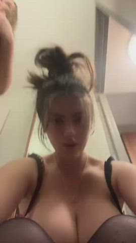 big ass big tits blonde boobs brunette cute natural tits teen tiktok tits gif