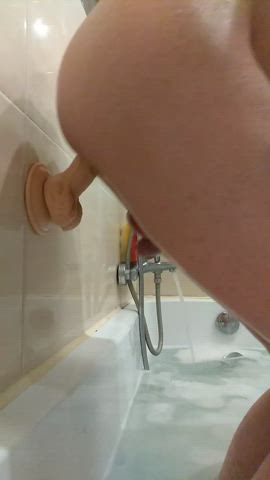 Anal Chastity Dildo Masturbating Shower Sissy Submissive gif