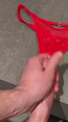 cock cum cumshot jerk off panties thong gif