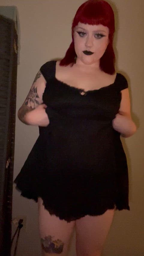 cute dress goth natural tits redhead reveal tits gif