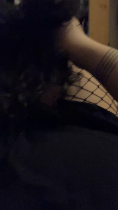 cunnilingus femdom fishnet interracial pussy gif