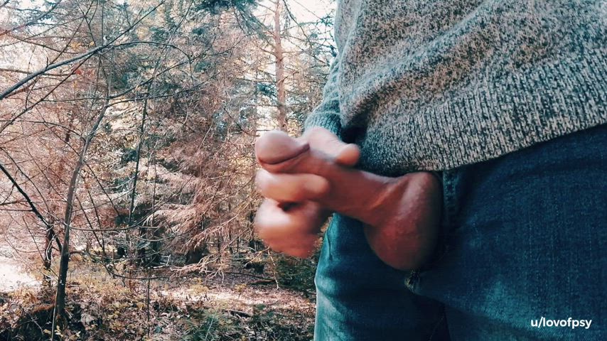 Who enjoys outdoor cumshots too? Well, here’s some of me exploding in the woods