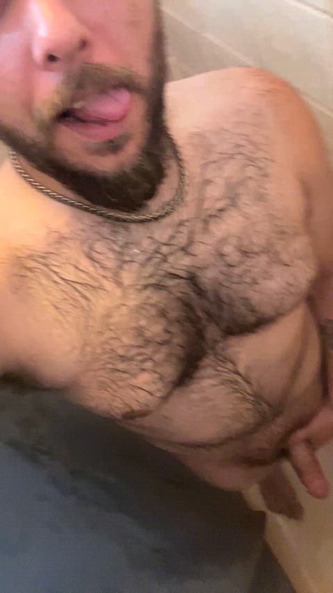 big dick hairy armpits hairy chest hairy cock masturbating shower gif