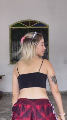 blonde tease teen twerking gif