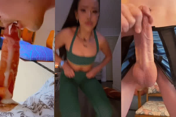 Cum Cum In Mouth Cumshot Split Screen Porn TikTok Trans gif