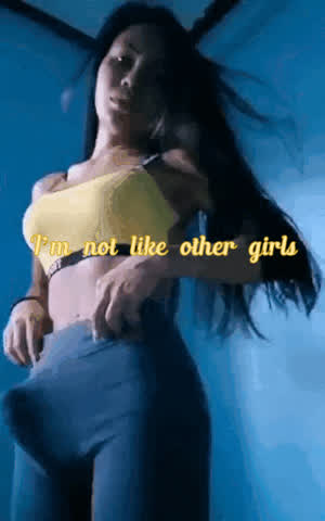 Brunette Caption Solo Strip Trans gif