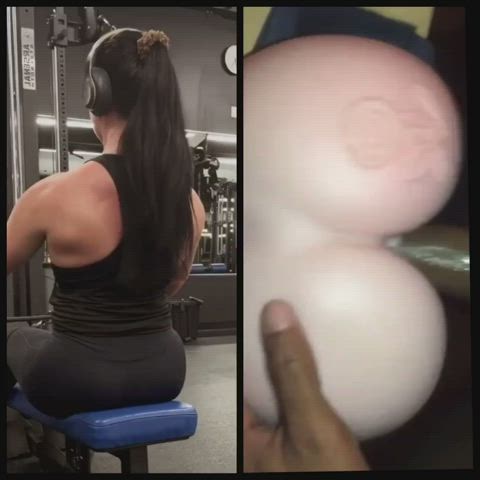 Ass Babe Cumshot Gym gif