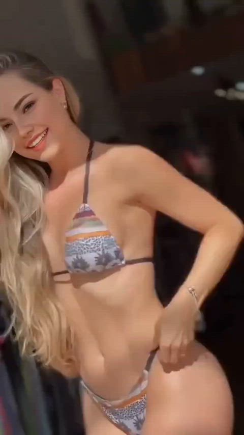 ass bikini hottie smoking tits gif