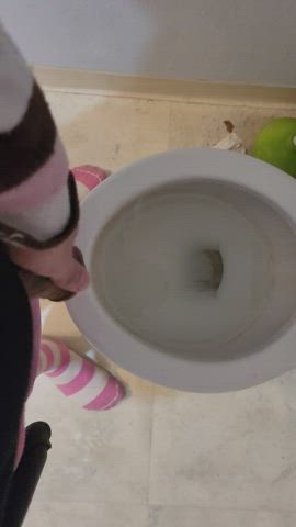 cute girl dick pee peeing toilet trans trans woman gif