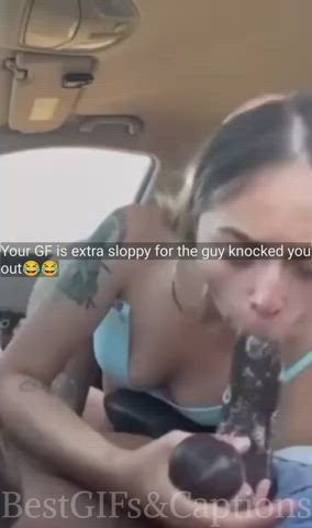 BBC Blowjob Caption Cum In Mouth Deepthroat Face Fuck Hair Pulling Rough Sloppy gif