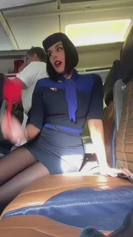legs stewardess uniform gif