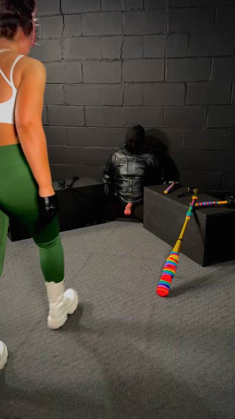 Boot Kicking Bondage Bliss: White Boots and Green Yoga Pants Domination