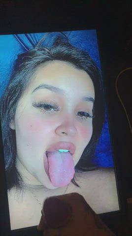 cumshot tongue fetish tribute gif