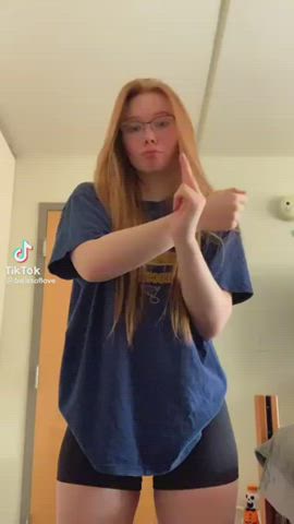 Big Ass Glasses Non-nude Redhead Teen TikTok gif