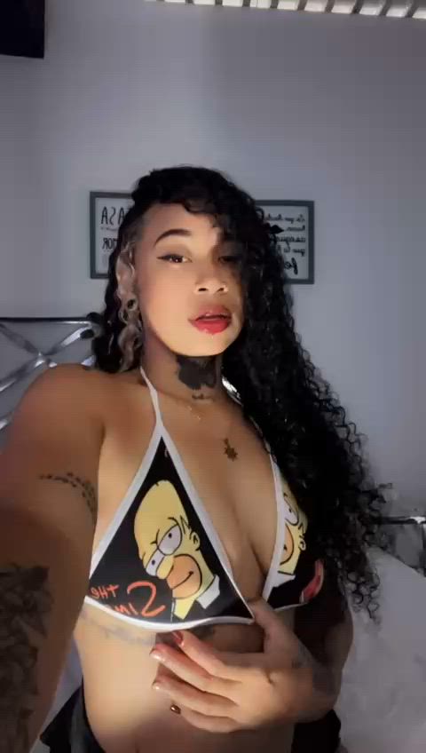 boobs cute ebony latina lingerie natural tits sensual tattoo teen tits gif