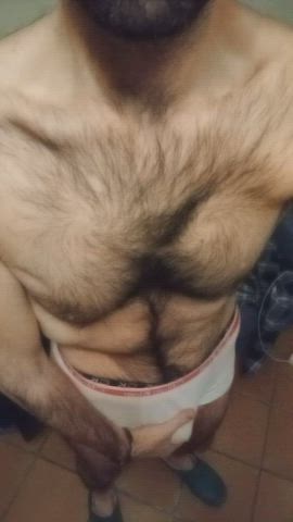 hairy chest male dom male masturbation gif