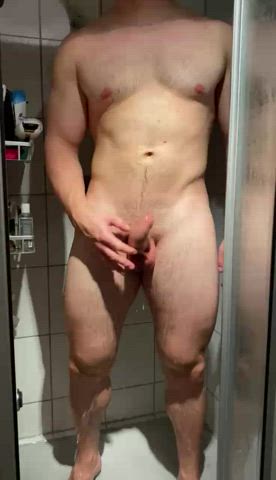 BWC Big Dick Body Bodybuilder Little Dick Muscles POV Shower gif