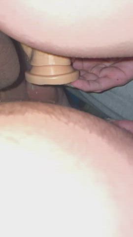 Practicing DP with our biggest dildo, can’t wait for the real thing!