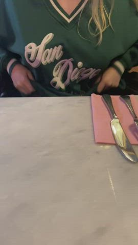 Restaurants are more fun with my tits out [gif]