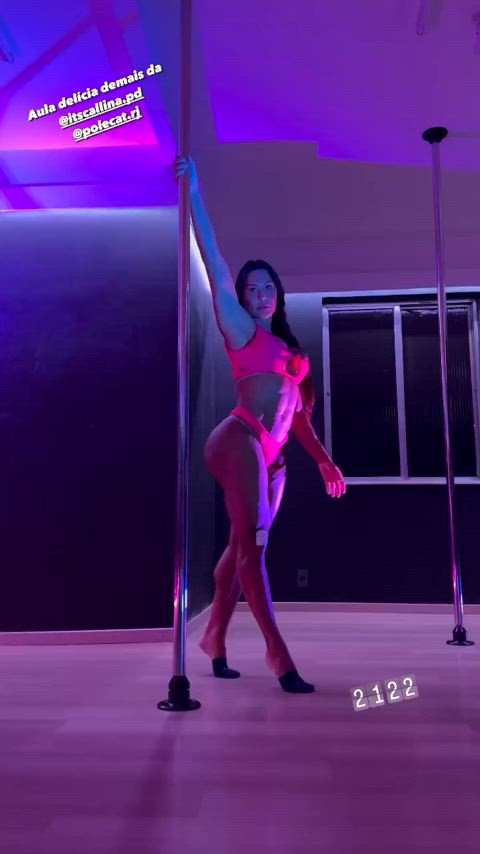 big ass big tits brazilian celebrity fitness muscular girl pole dance gif