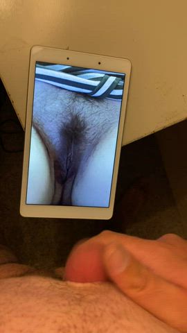 cumshot hairy pussy tribute gif