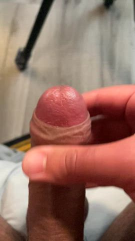 big dick cock jerk off foreskin gif